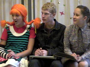 Pippi - Aleysa Aletchenko, Tommy - Slava Kupriyanov och Annika - Nadja Grechko